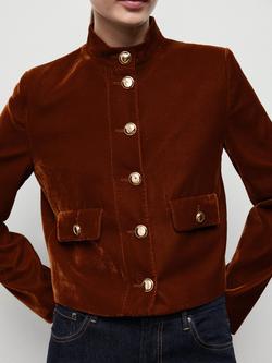 Mango Claudi Velvet Jacket, Medium Orange, Medium Orange