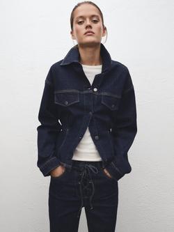 Mango Flor Denim Jacket, Open Blue, Open Blue