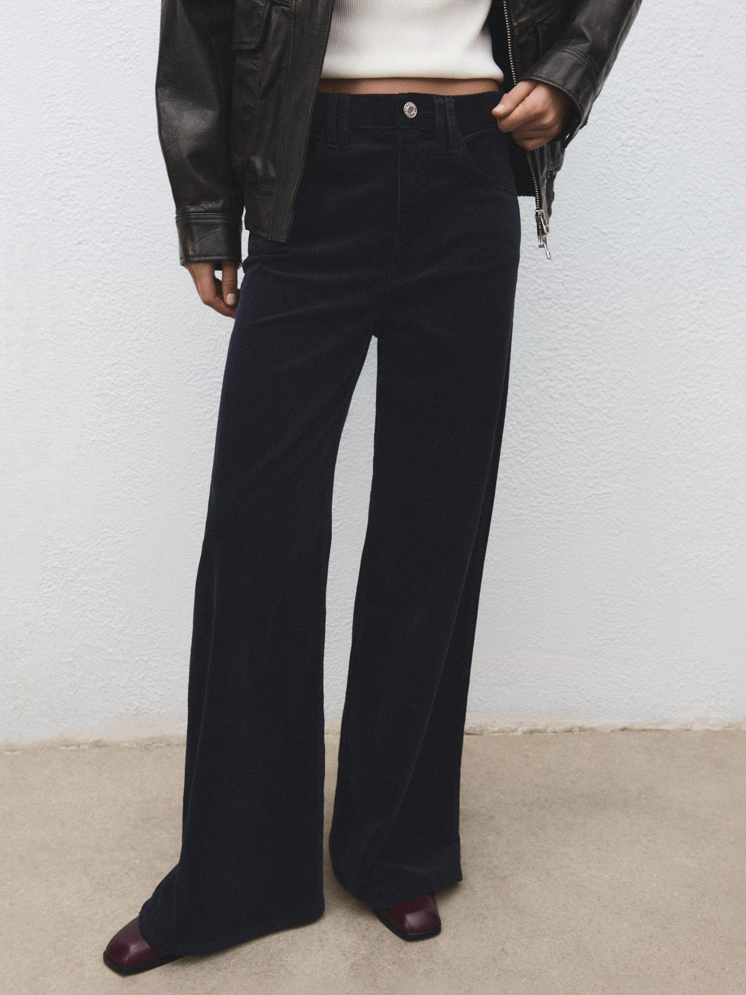 Product image 1 of 7, which shows Mango Carmen Wide Leg Jeans, Navy, 10