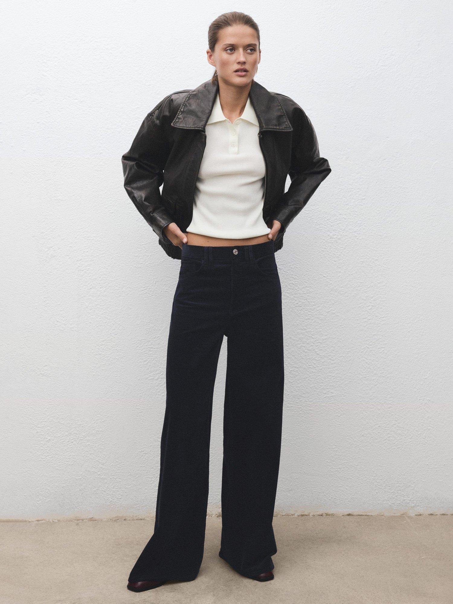 Product image 2 of 7, which shows Mango Carmen Wide Leg Jeans, Navy, 10