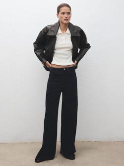 Mango Carmen Wide Leg Jeans, Navy - view 2, Navy