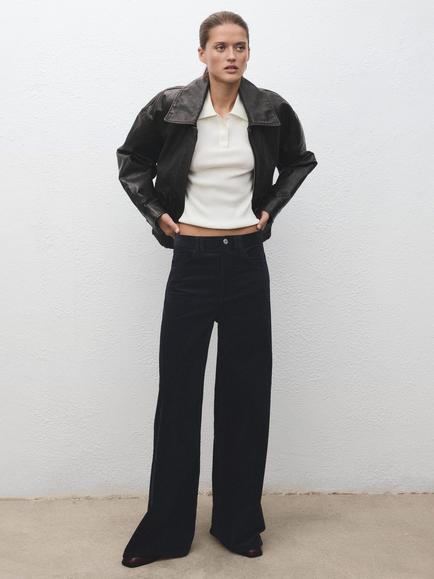 Mango Carmen Wide Leg Jeans, Navy - view 2, Navy