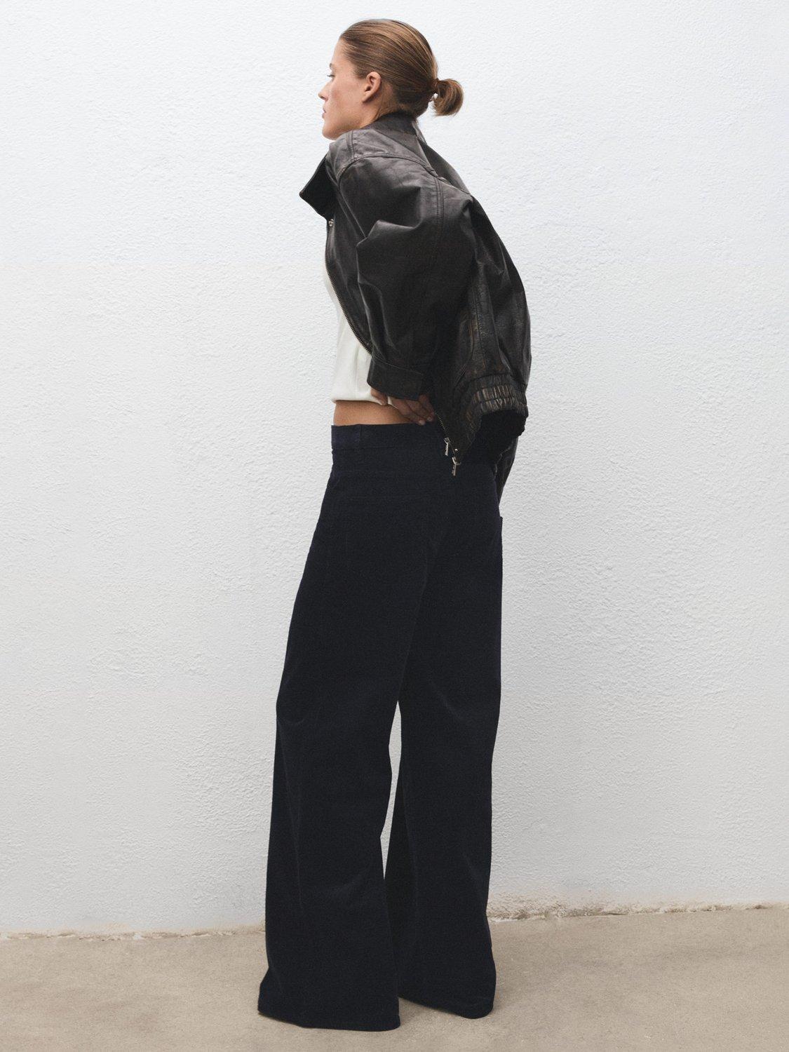 Product image 4 of 7, which shows Mango Carmen Wide Leg Jeans, Navy, 10