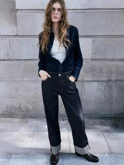 Mango Mina Mid Rise Straight Jeans, Dark Blue, Dark Blue