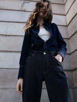 Mango Mina Mid Rise Straight Jeans, Dark Blue - view 2, Dark Blue