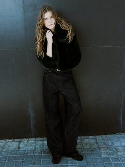 Mango Valentin Low Rise Barrel Leg Jeans, Black, Black