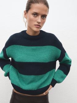 Mango Bosque Stripe Jumper, Green