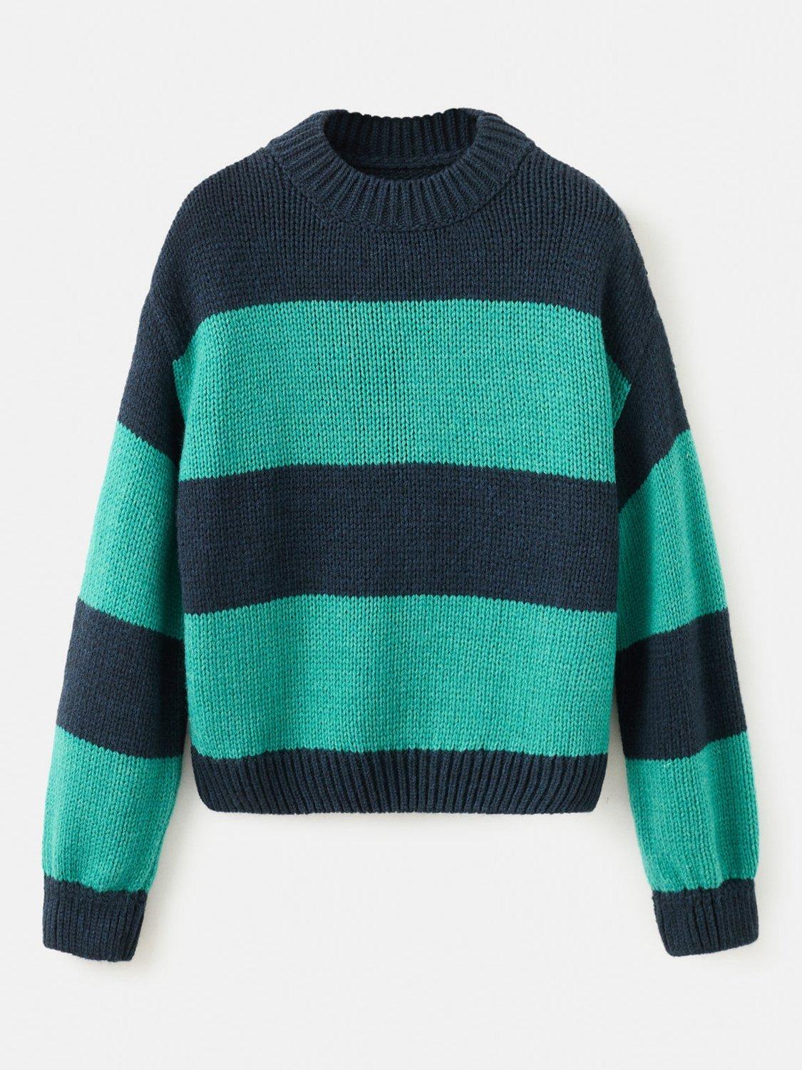Product image 3 of 8, which shows Mango Bosque Stripe Jumper, Green, XS
