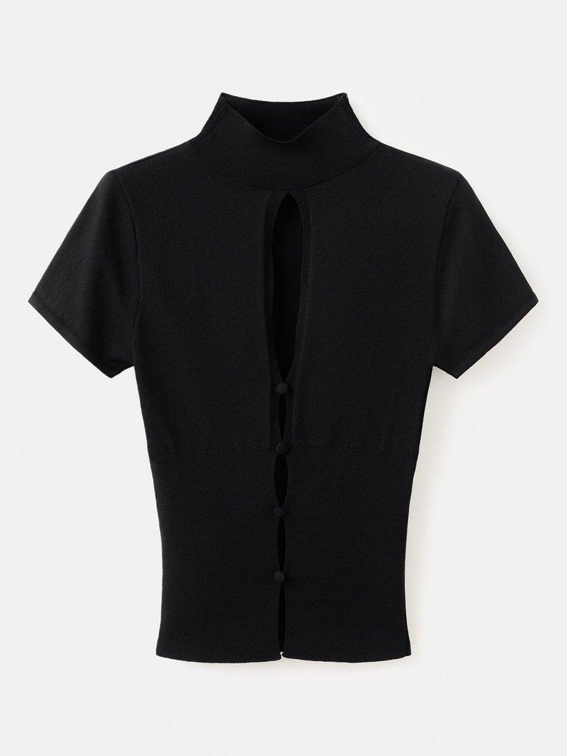 Product image 3 of 6, which shows Mango Haunted Fine Knit Top, Black, L