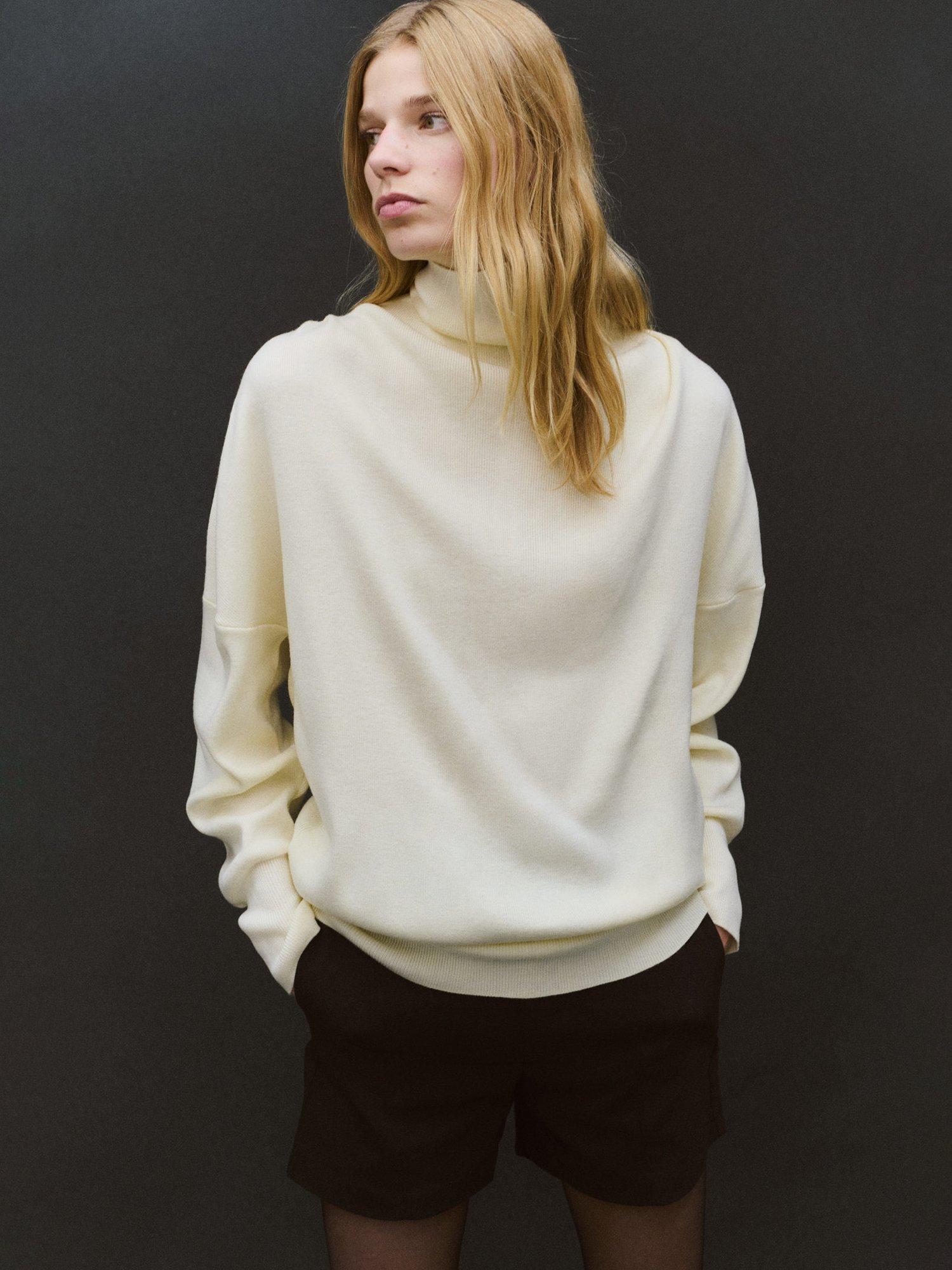 Product image 1 of 7, which shows Mango Ruano Fine Knit Jumper, Light Beige, XS