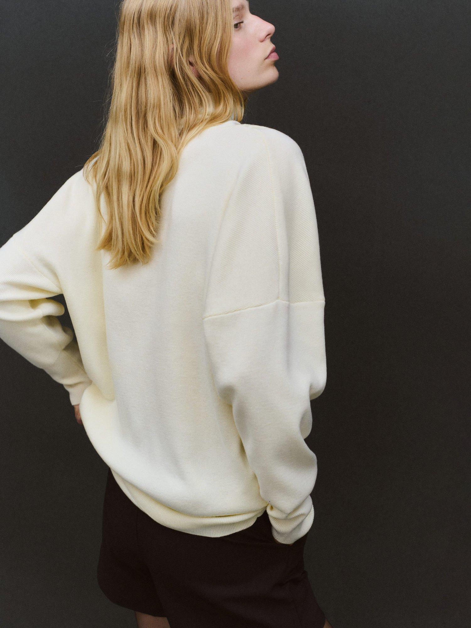 Product image 4 of 7, which shows Mango Ruano Fine Knit Jumper, Light Beige, XS