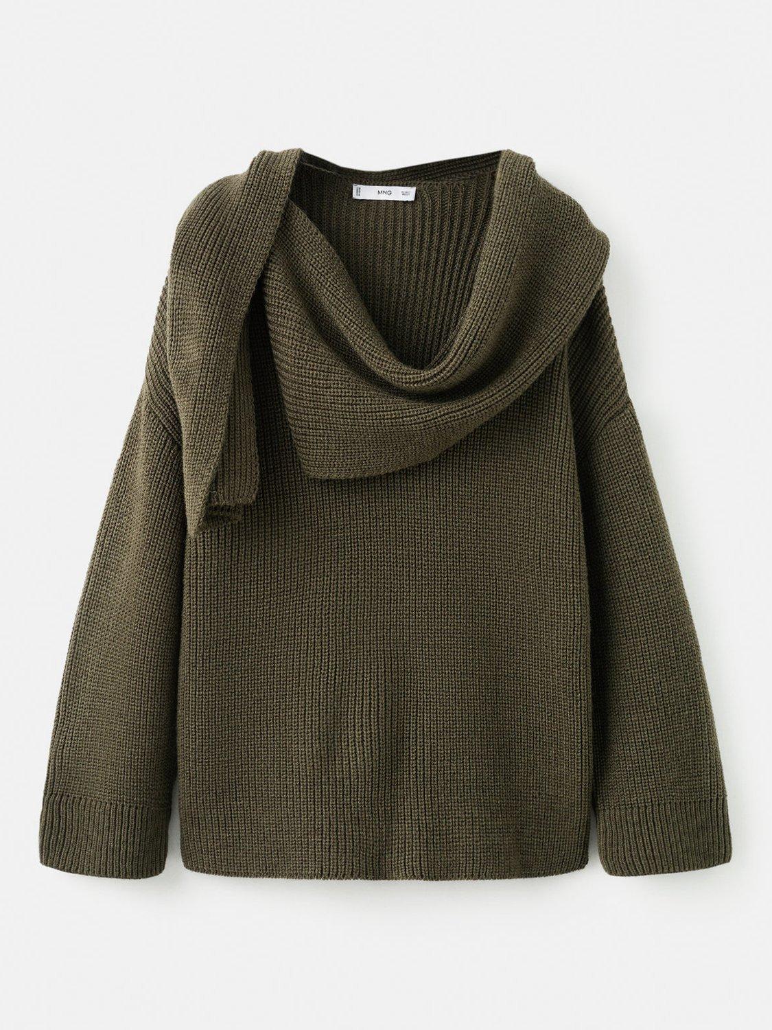 Product image 3 of 8, which shows Mango Scarf Jumper, Green, M