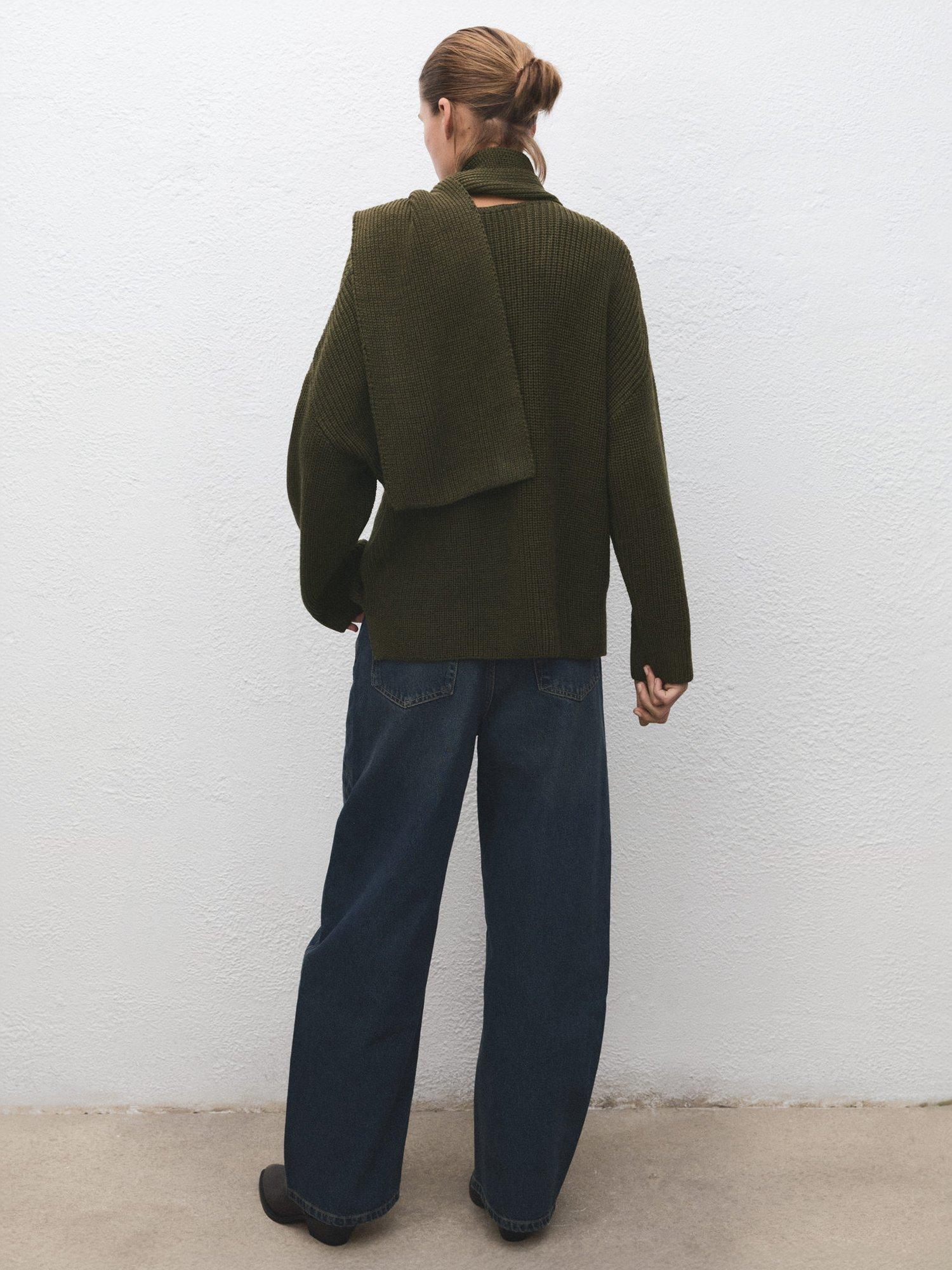 Product image 4 of 8, which shows Mango Scarf Jumper, Green, M