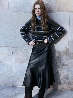 Mango Titi Stripe Knit Jumper, Grey - view 2, Grey