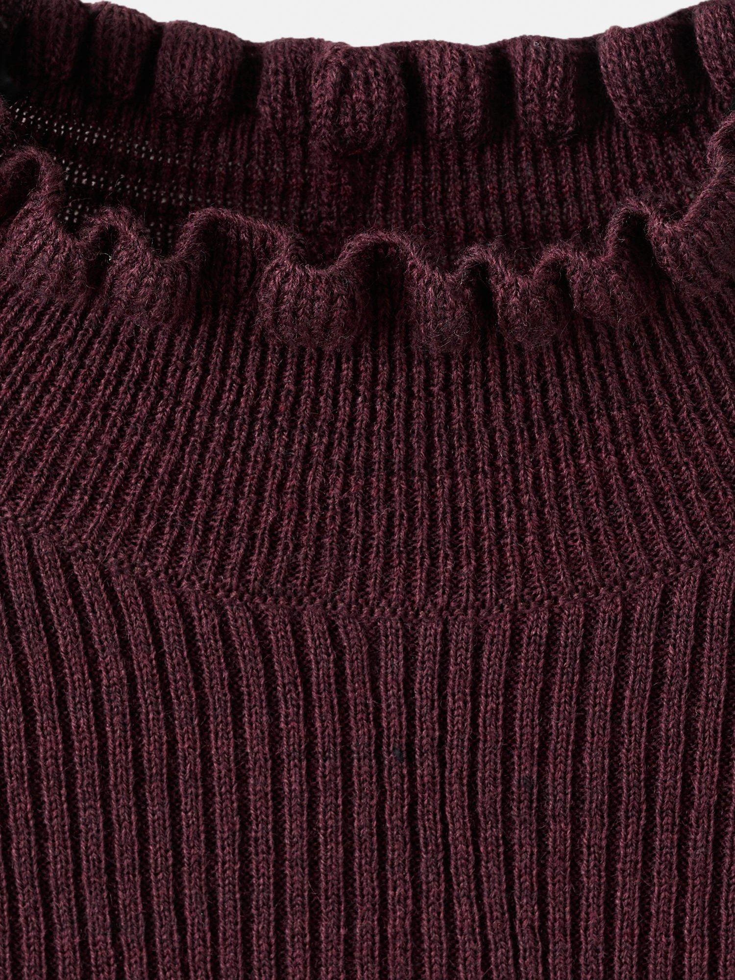 Product image 7 of 7, which shows Mango Waves Rib Knit Jumper with Wool, Dark Red, XL