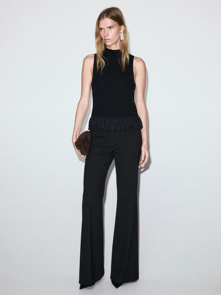 Mango Peplum Hem Top - view 2, Black