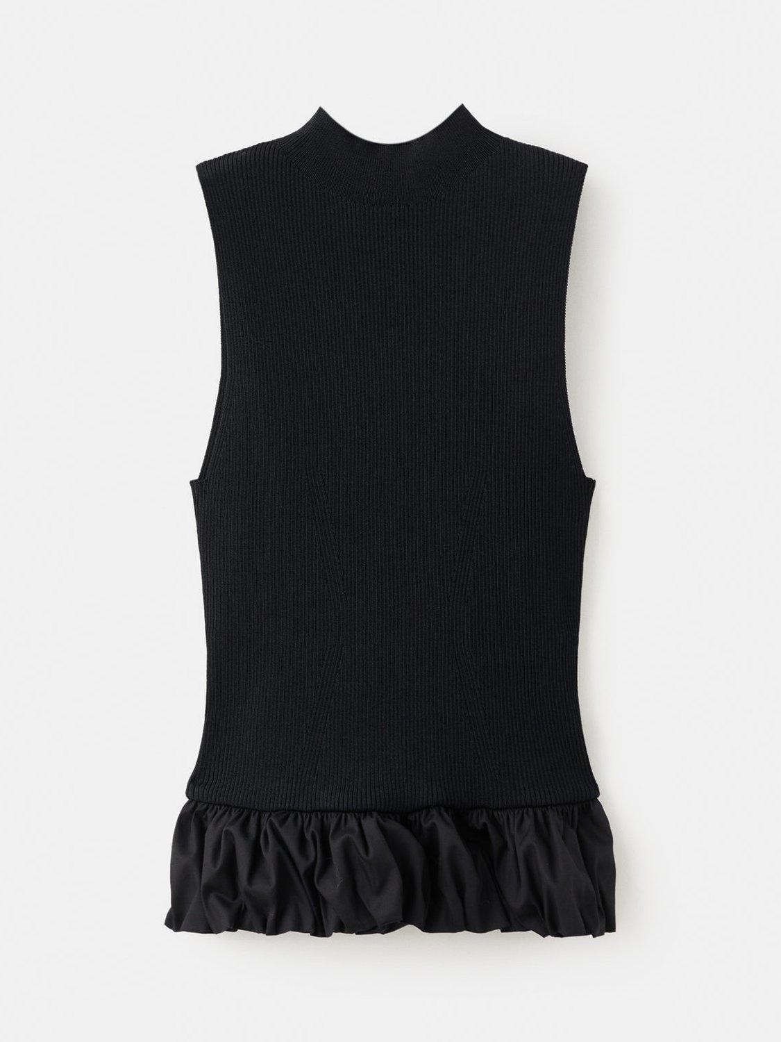 Product image 3 of 7, which shows Mango Peplum Hem Top, Black, XS