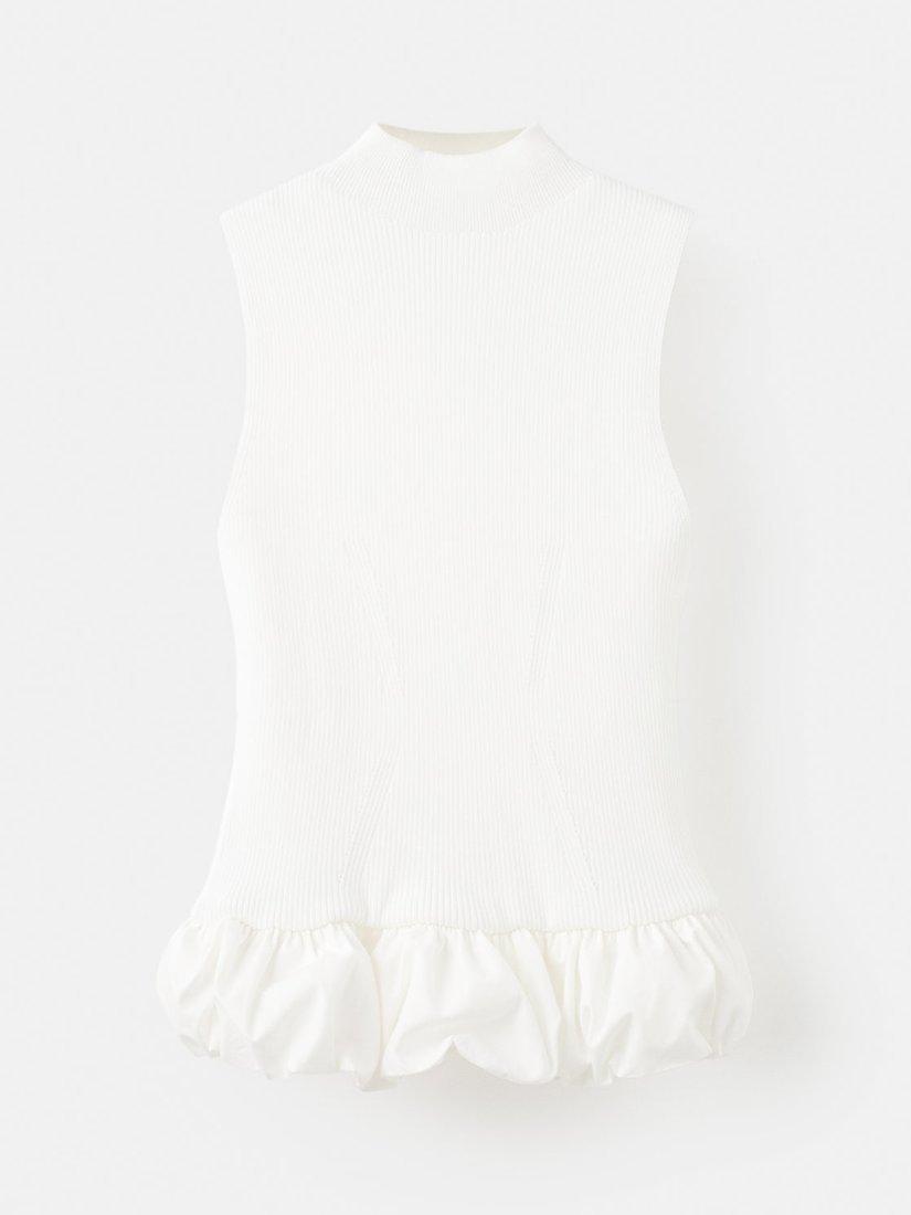 Product image 3 of 8, which shows Mango Peplum Hem Top, Natural White, XS