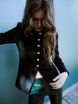 Mango Emmy Faux Leather Flared Trousers, Green, Green