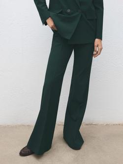 Mango Irese Tailored Flared Trousers, Green, Green