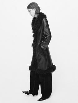 Mango Charlotte Faux Leather Coat, Black - view 2, Black