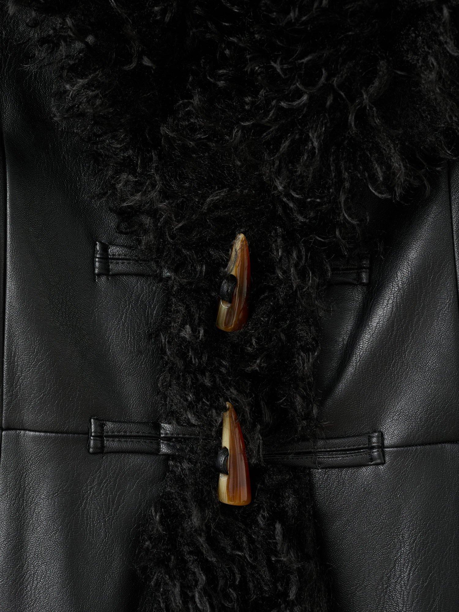 Product image 7 of 7, which shows Mango Charlotte Faux Leather Coat, Black, L