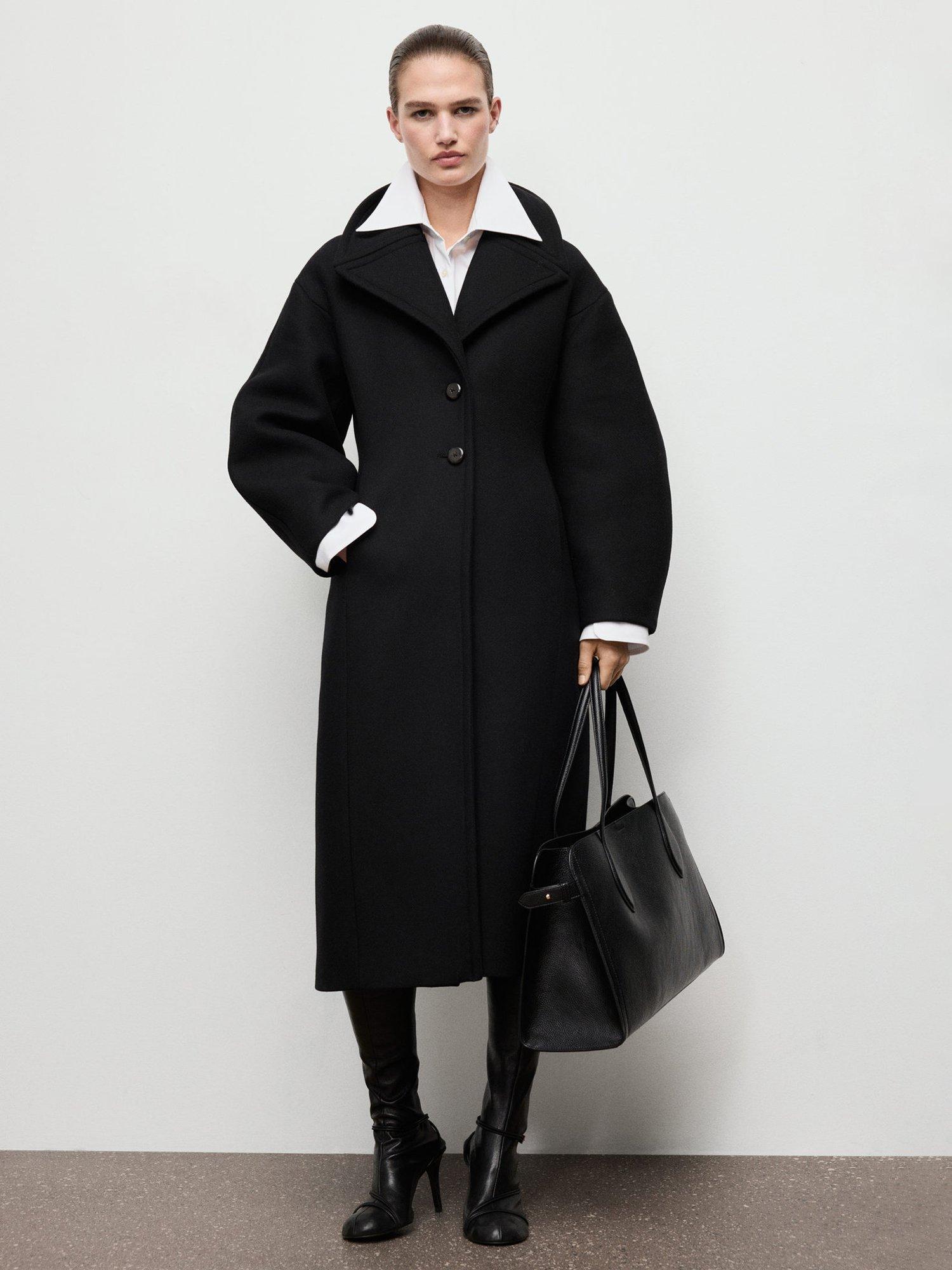 Product image 1 of 7, which shows Mango Nohi Wool Rich Coat, Black, L