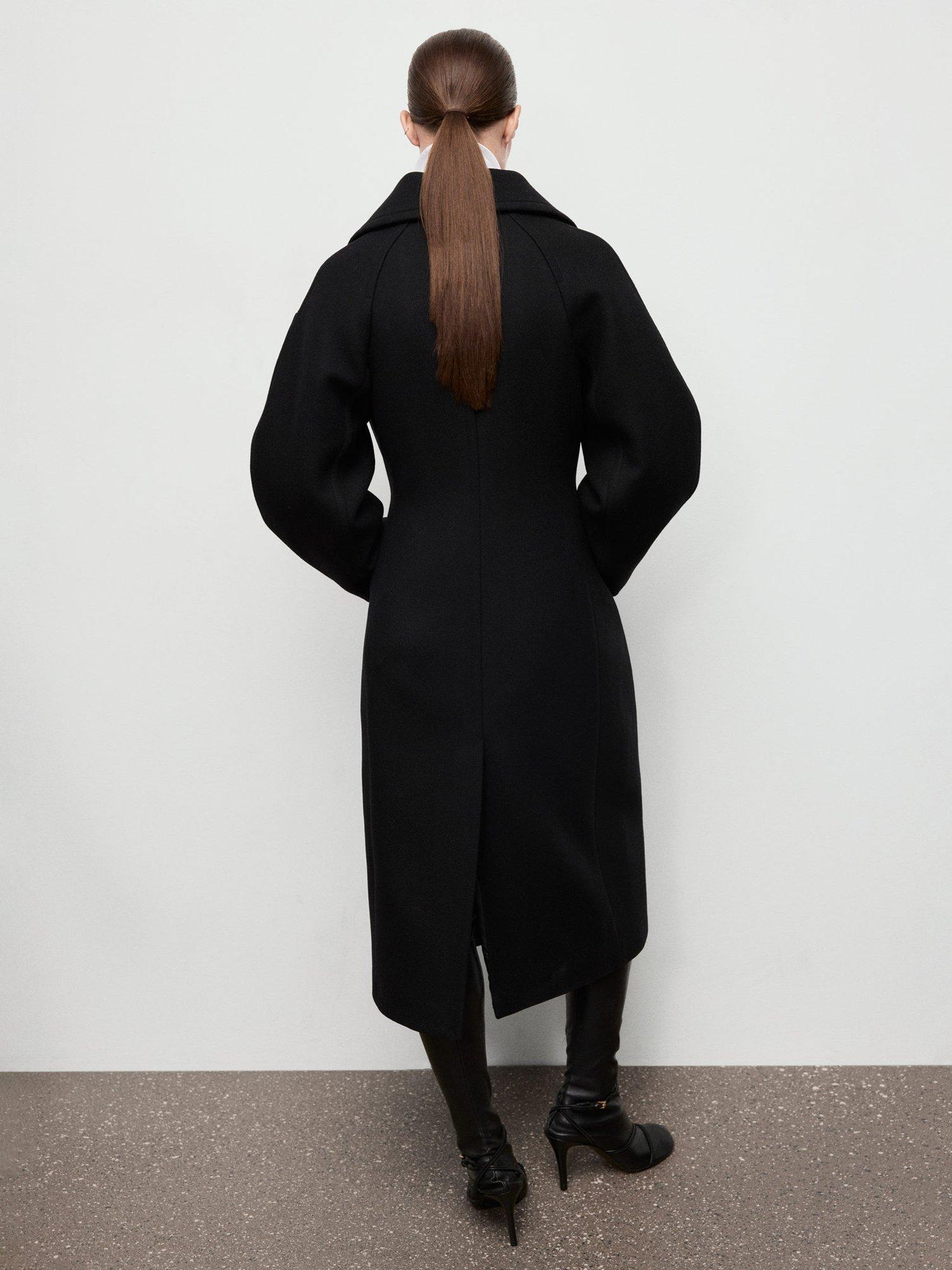Product image 4 of 7, which shows Mango Nohi Wool Rich Coat, Black, L