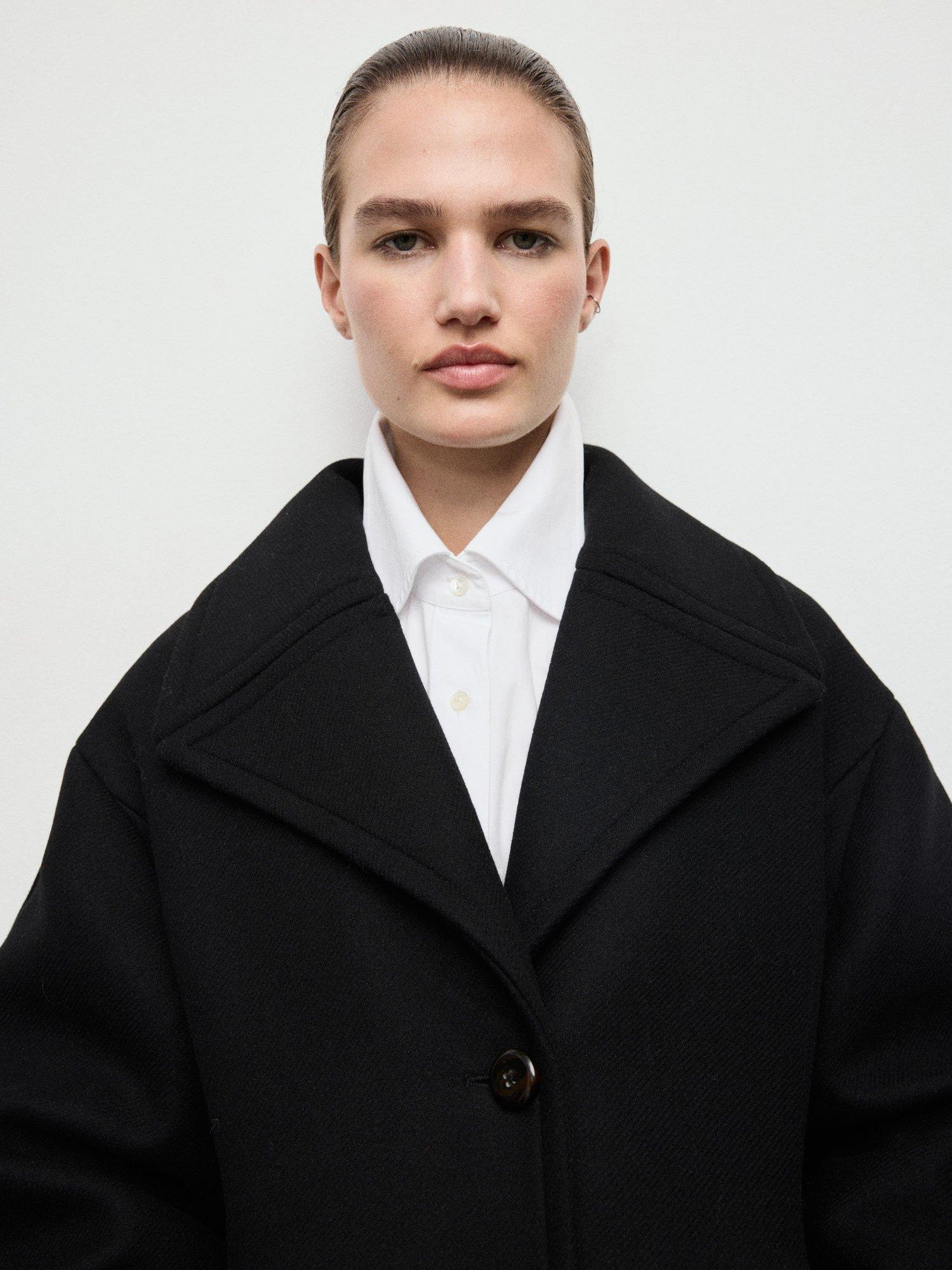 Product image 6 of 7, which shows Mango Nohi Wool Rich Coat, Black, L