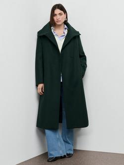 Mango Sirenita Funnel Neck Wool Rich Coat, Green - view 2, Green
