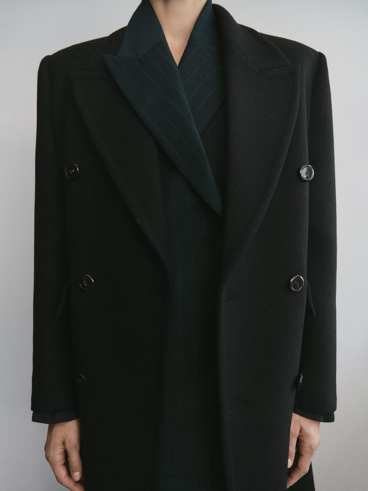 Product image 1 of 7, which shows Mango Yvse Wool Rich Coat, Black, L
