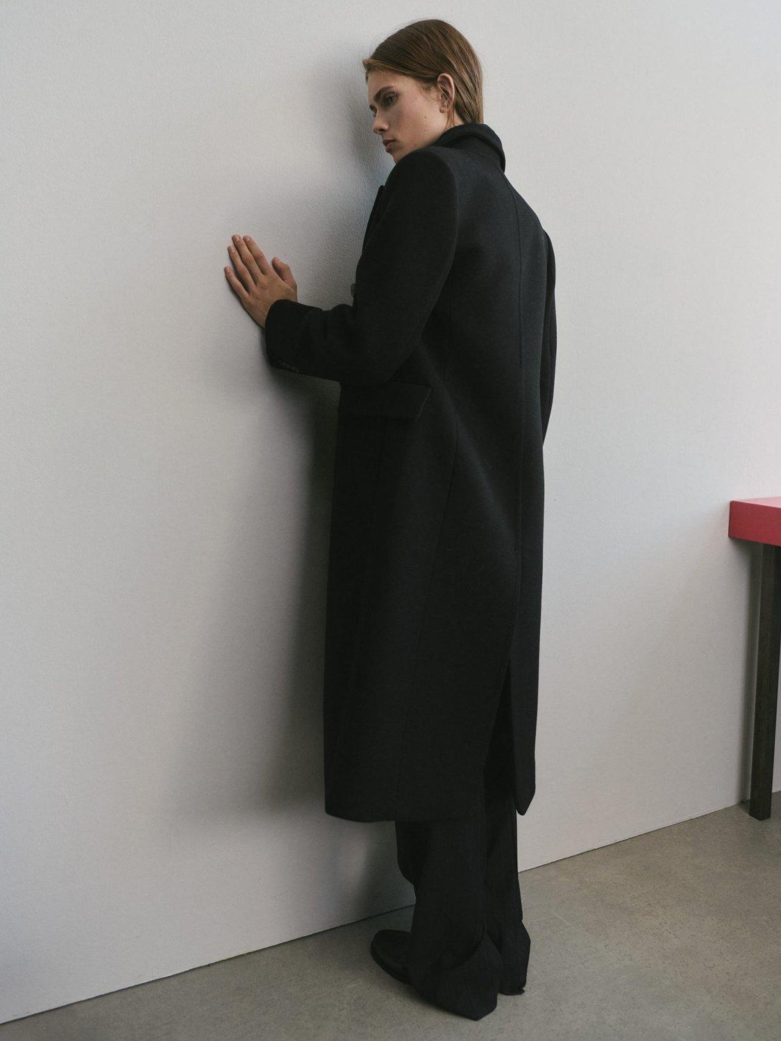Product image 4 of 7, which shows Mango Yvse Wool Rich Coat, Black, L