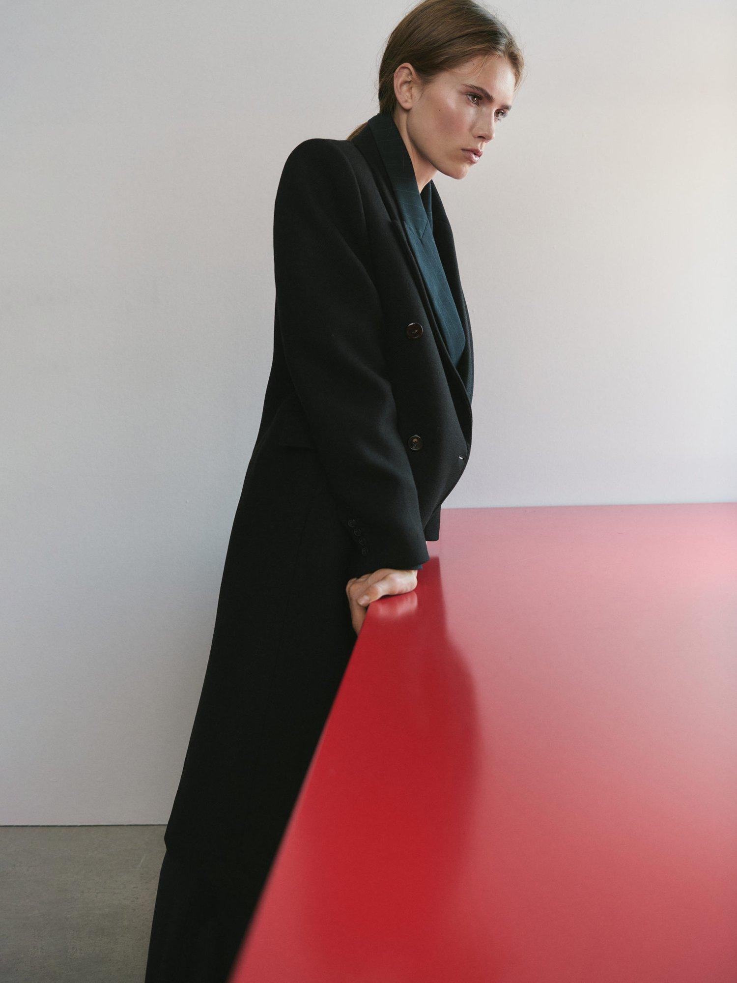 Product image 6 of 7, which shows Mango Yvse Wool Rich Coat, Black, L