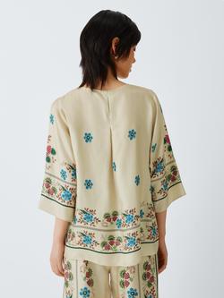 Weekend MaxMara Samba Floral Pure Silk Top, Ivory - view 2, Ivory