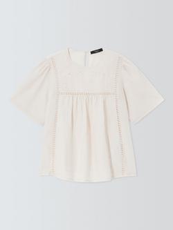 Weekend MaxMara Bacino Ladder Stitch Pure Linen Top, White, White