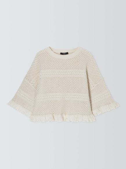 Weekend MaxMara Palato Fringed Trim Jumper, Ecru, Ecru