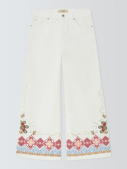 Weekend MaxMara Adunco Pattern Hem Trousers, White/Multi, White/Multi