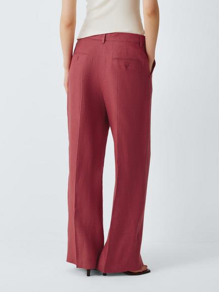 Weekend MaxMara Malizia Pure Linen Trousers, Cherry - view 2, Cherry