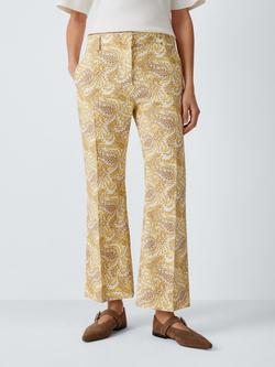 Weekend MaxMara Basket Weave Print Ankle Trousers, Yellow, Yellow