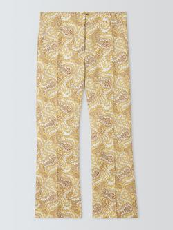 Weekend MaxMara Basket Weave Print Ankle Trousers, Yellow, Yellow