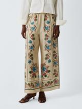Weekend MaxMara Snack Floral Pure Silk Trousers, Ivory