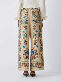 Weekend MaxMara Snack Floral Pure Silk Trousers, Ivory - view 2, Ivory
