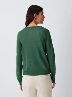 Weekend MaxMara Linen Crew Neck Jumper, Green - view 2, Green