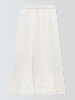 Weekend MaxMara Gergo Ladder Stitch Pure Linen Skirt, White, White