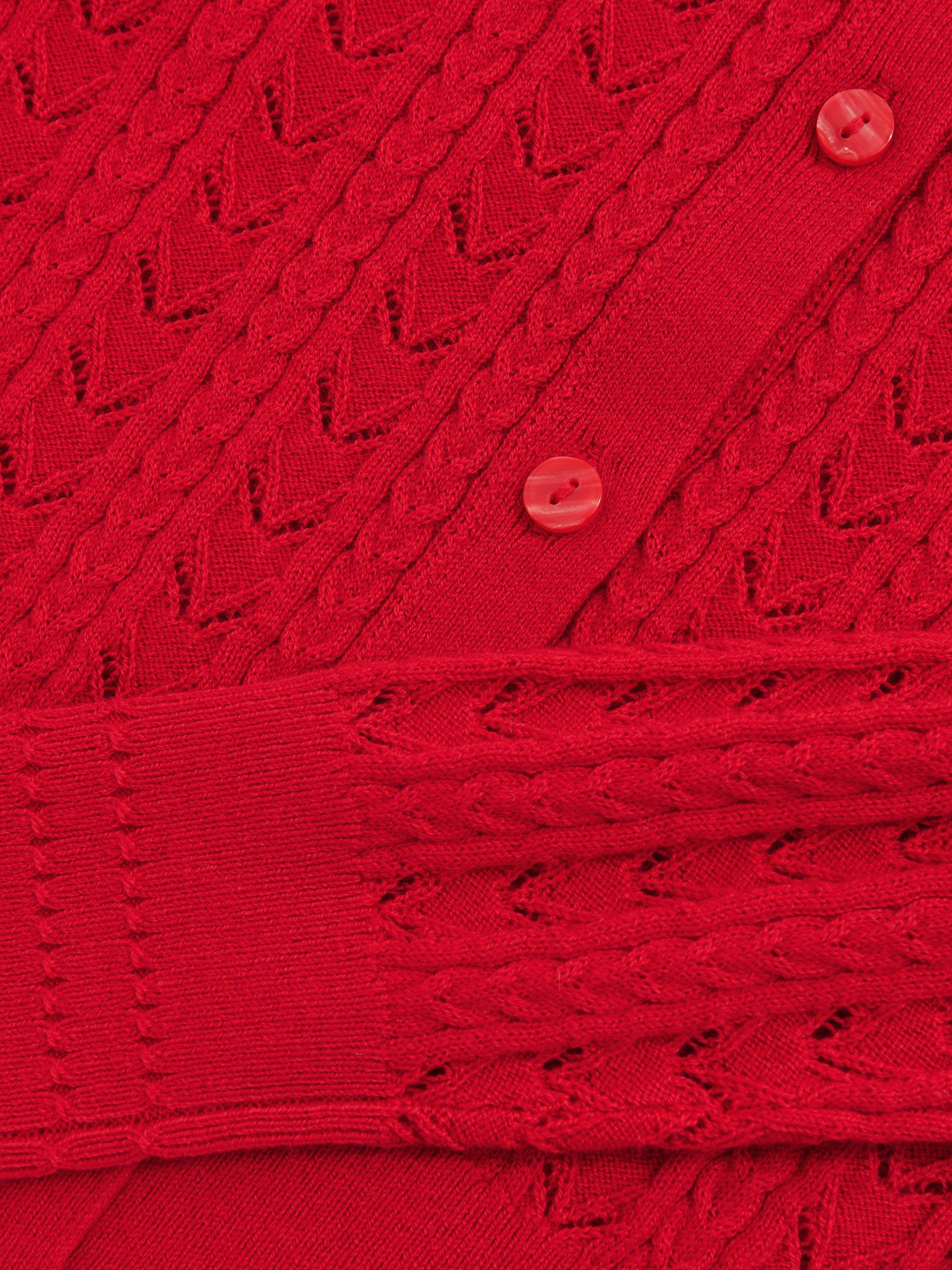 Product image 5 of 5, which shows Reiss Kids' Flo Cotton Wool Blend Cardigan, Red, 3-4 years