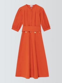 Marella Stecca Belted Flared Dress, Orange, Orange