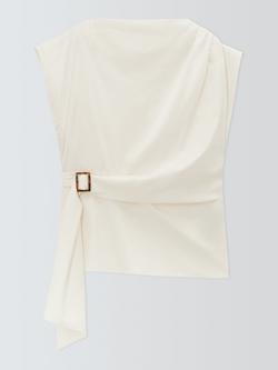 Marella Supremo Belted Drape Top, White, White