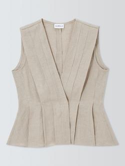 Marella Vallo Wrap Pure Linen Top, Beige, Beige