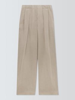 Marella Rete Pleat Pure Linen Trousers, Beige, Beige