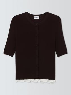 Marella Farneto Scallop Trim Cardigan, Brown, Brown